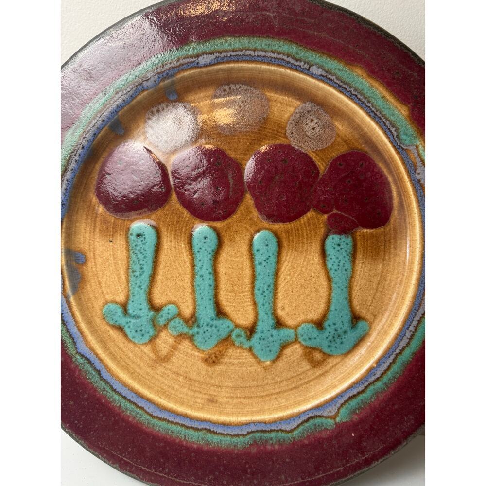 D. Lasser Ceramics Signed Yellow/Red Tulip Green Stems Pottery Large Platter 16” - Picture 7 of 11